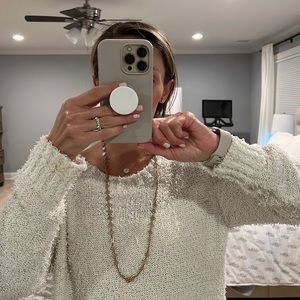 Gold Tory Burch logo long necklace